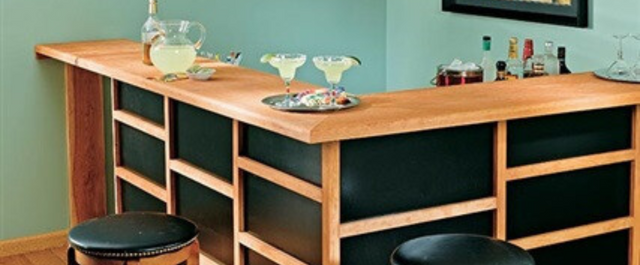 Basement Bar with margaritas on bartop