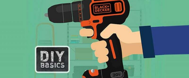 Illustration of a BLACK+DECKER drill
