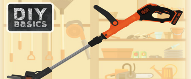 Illustration of a BLACK+DECKER string trimmer