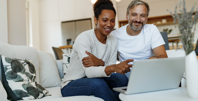 Couple using computer