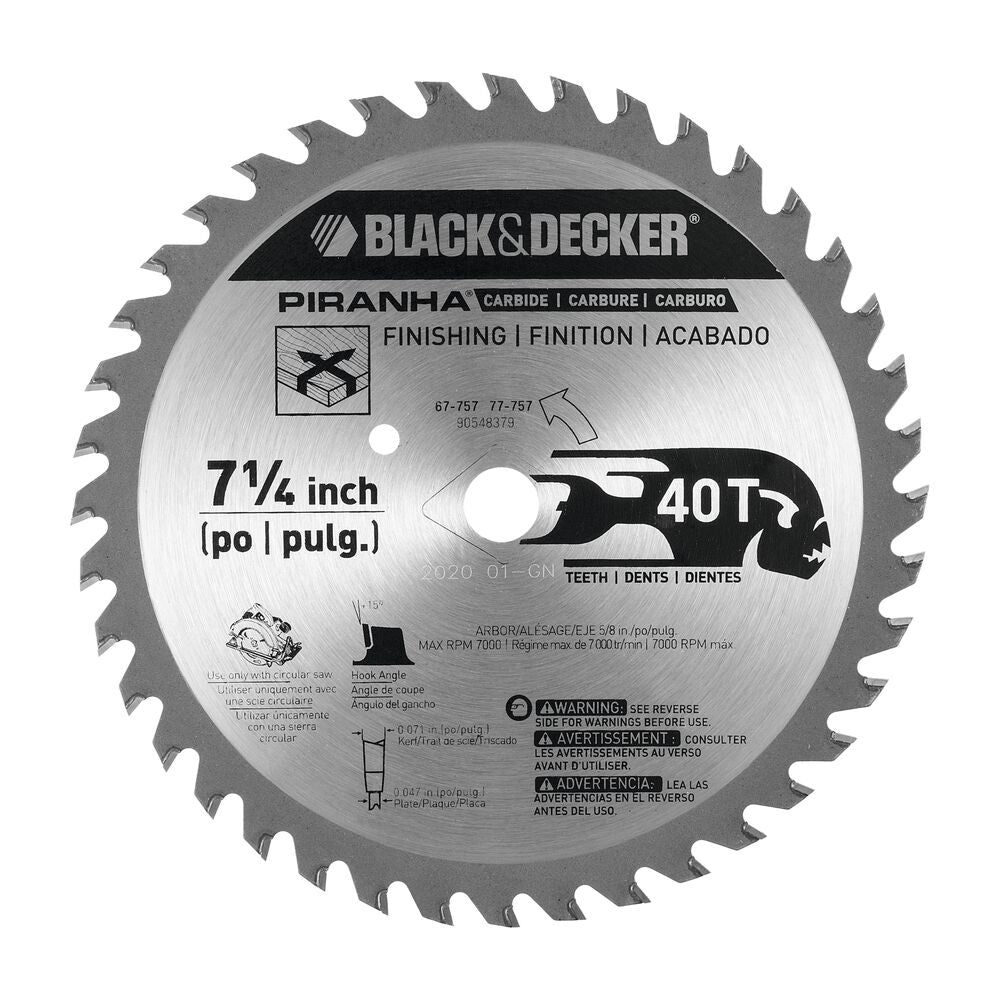 PIRANHA™ 7-1/4-Inch 40 Tooth ATB Thin Kerf Fine Finishing Saw