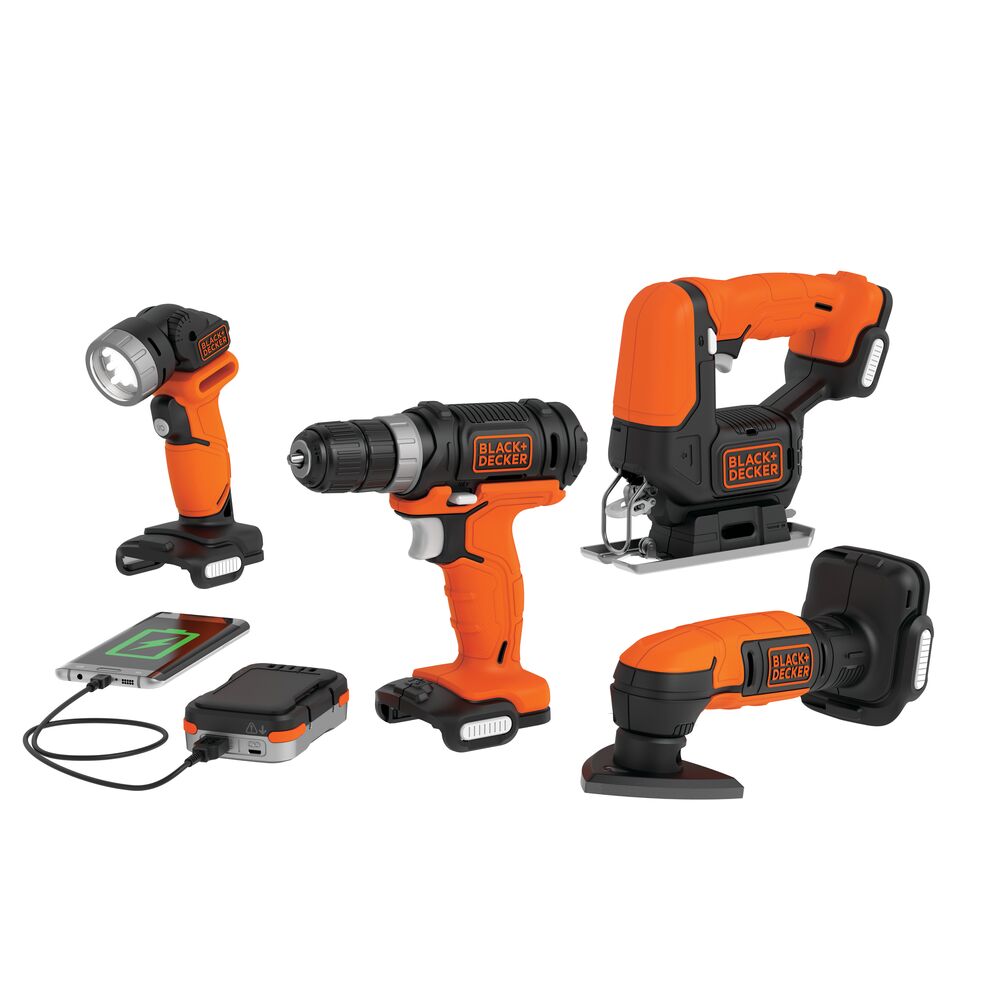 BLACK+DECKER GoPak Combo Kit with 1.5 Ah Battery and Charging Cable  (4-Tool) BDCK502C1 - The Home Depot