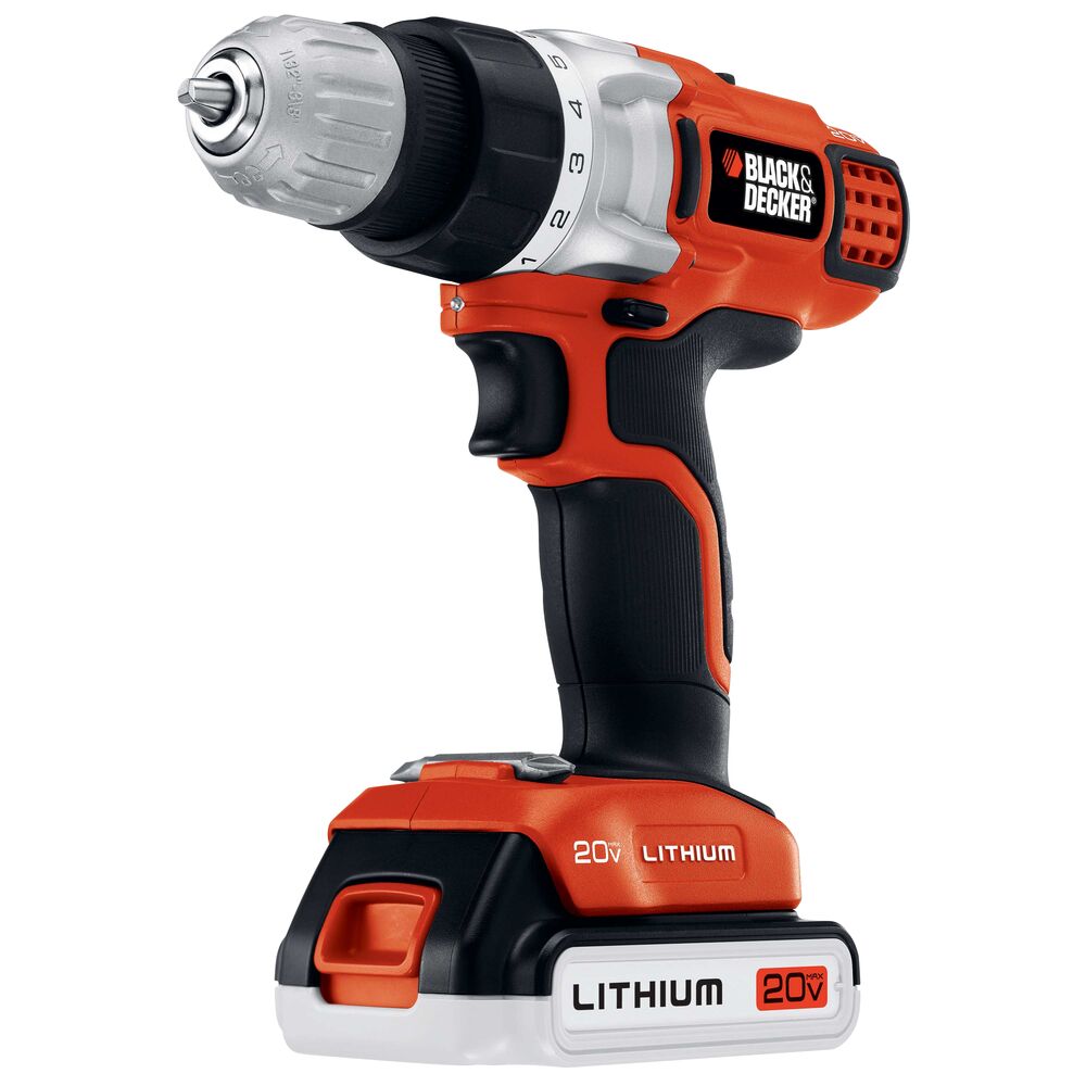 BLACK+DECKER BCD702C2BVAWM 20V MAX Lithium-Ion Cordless Drill with 2  Batteries & Storage Bag 