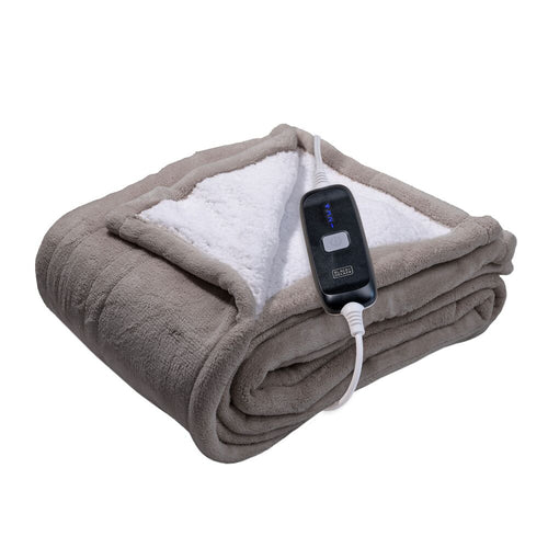 BLACK AND DECKER Heated Throw Blanket, 50" x 60", Faux Shearling, 4 Heat Settings, 3 Hour Automatic Shut-Off, Machine Washable, Fast Heating