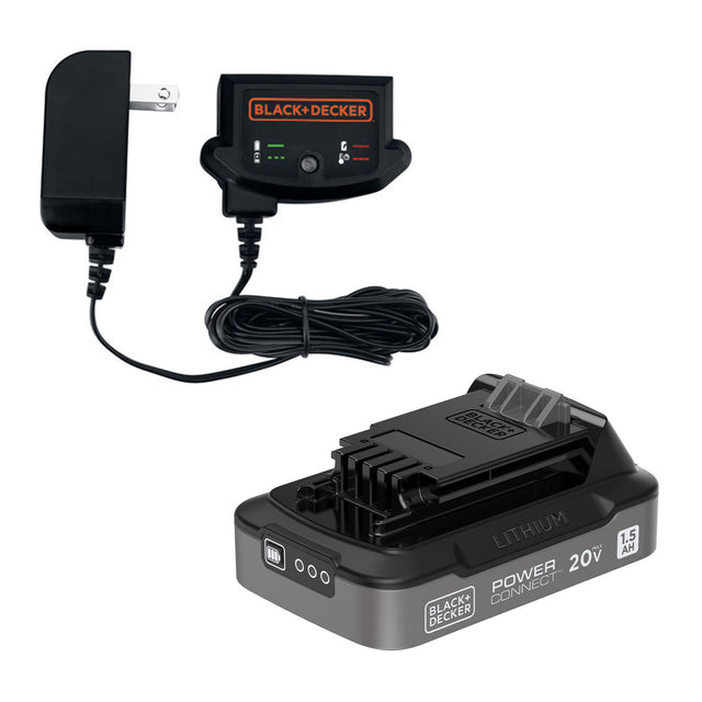 BLACK+DECKER® 20V MAX* POWERCONNECT™ 1.5 Ah Battery With State of Charge Indicator Light and Charger Combo