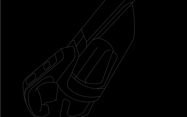 outline of dustbuster on black background