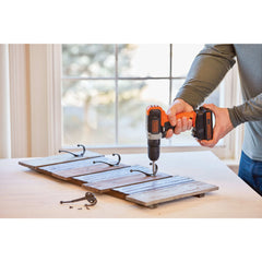 Drill with 63 piece Hand Tool and Accessory Home Project Kit in translucent tool box.