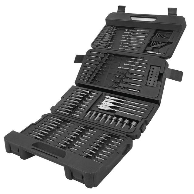 129-piece drill/driver bit set in unfolded case