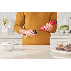 Front view of BLACK+DECKER kitchen wand 3in1 Cordless Kitchen multi-tool kit in red