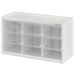 Large 9 drawer bin system with clear drawers
