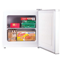 Profile of 1 and 2 tenths Cubic Feet Compact Upright Freezer.