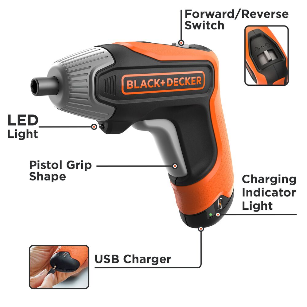 4V Max* Cordless Screwdriver With 1-Inch Screwdriver Bits