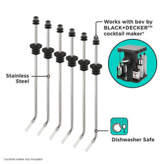replacement stainless steel dispenser straws for the bev by BLACK+DECKER™ cocktail maker