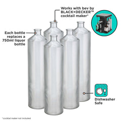 5 pk. glass liquor dispenser bottles for the bev by BLACK+DECKER™ cocktail maker