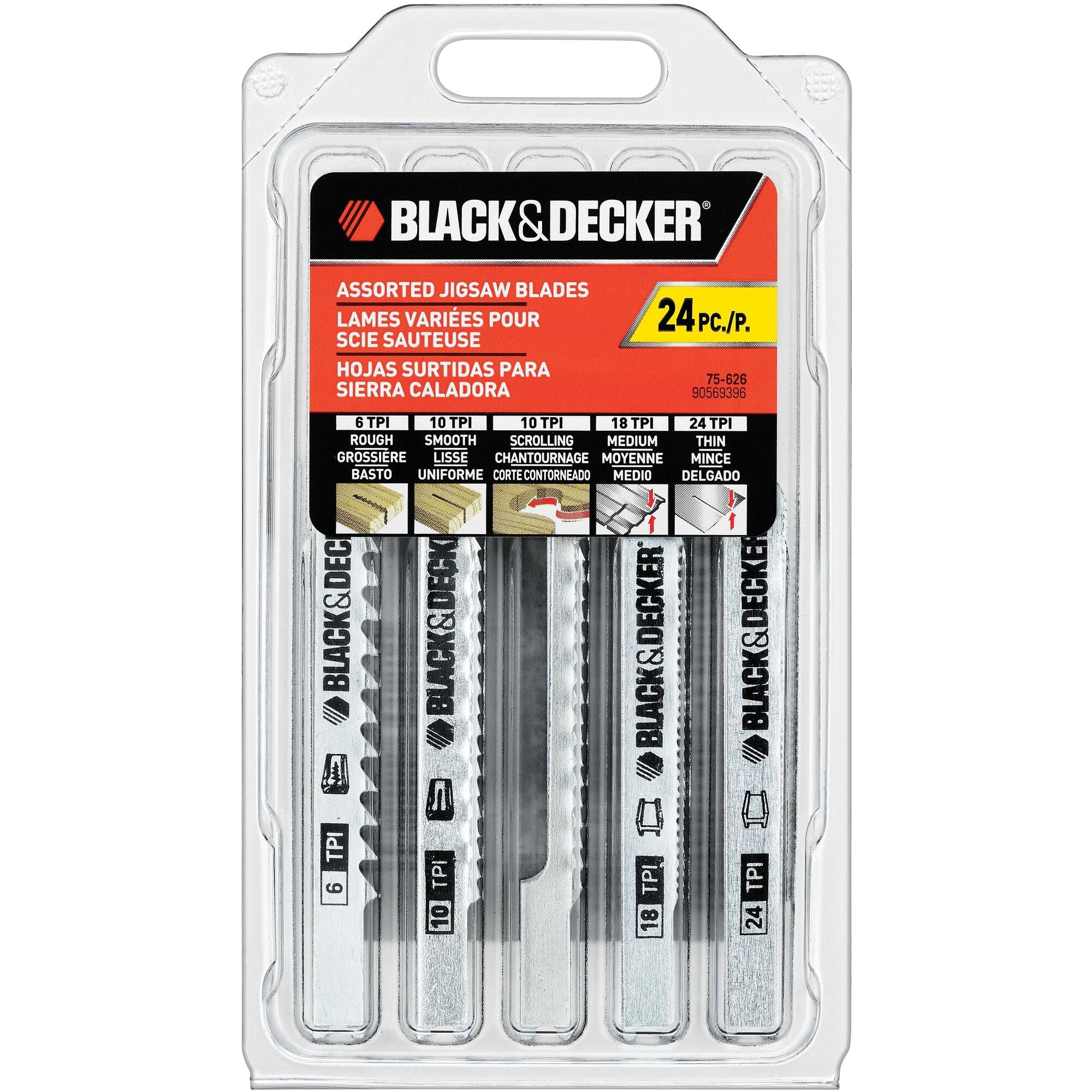 BLACK+DECKER BDEJS300C Jig Saw 4.5-Amp with BLACK+DECKER 75-626 Assorted  Jigsaw Blades Set Wood and Metal 24-Pack