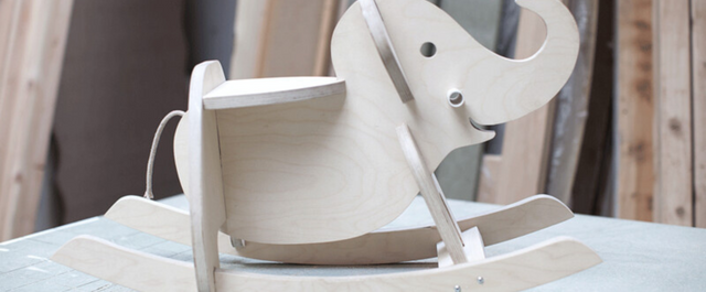 Rocking elephant seat made of wood