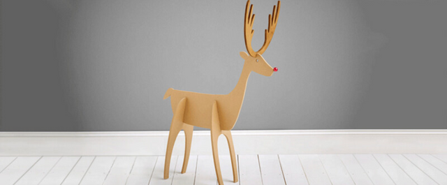 Wooden reindeer with red nose and antlers