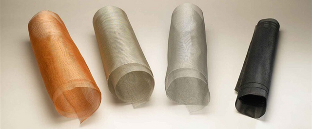 Four different screen material samples on display
