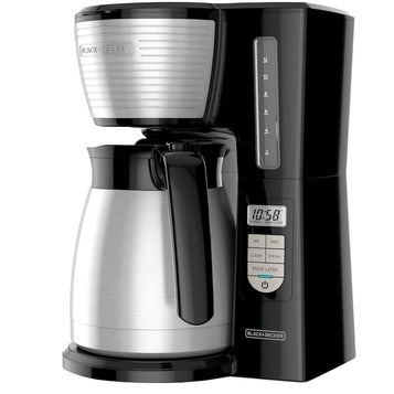 BLACK+DECKER® 12-Cup Thermal Programmable Coffee maker, Brew Strength Selector, Black and Silver