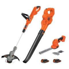 BLACK+DECKER® 20V MAX* Cordless Combo Kit, String Hedge Trimmer and Sweeper, 2 Batteries and Charger Included, Orange