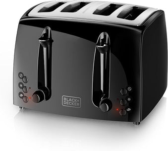 BLACK+DECKER® 4-Slice Toaster, Extra-Wide, 7 Shade Settings, Crumb Trays, Gloss Black
