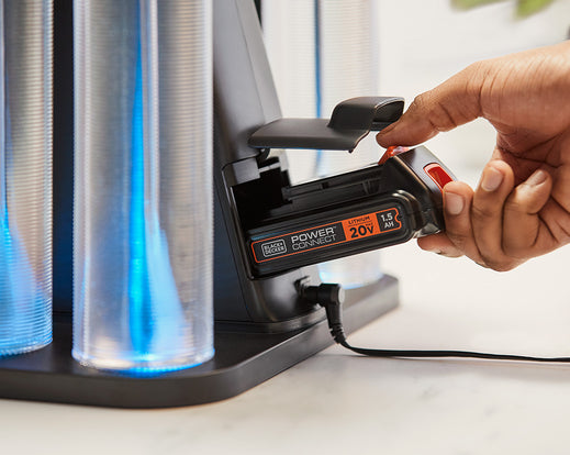 20V MAX* battery being inserted into the bev by BLACK+DECKER™ cordless cocktail maker
