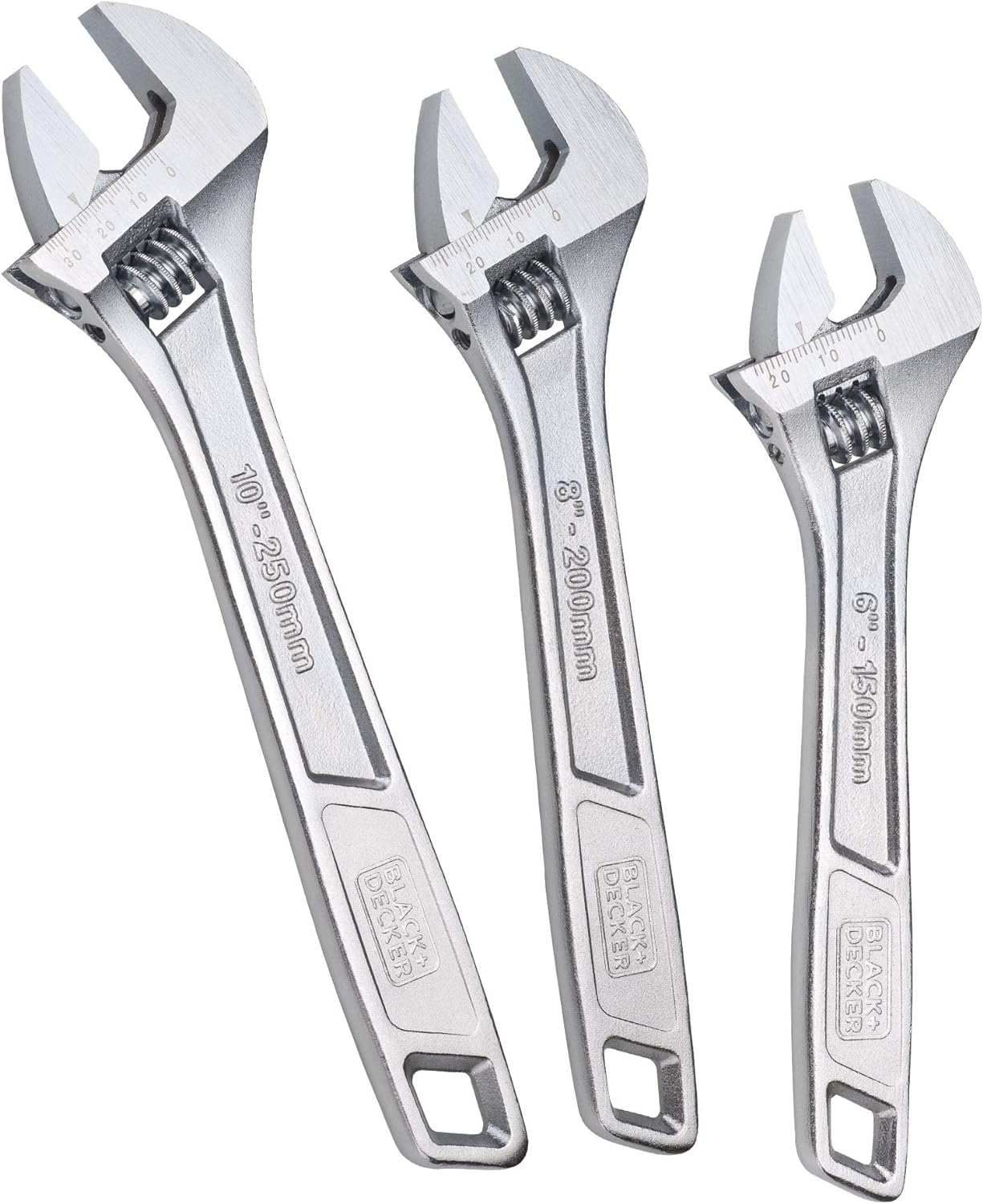 Adjustable Wrench Set, 6 in., 8 in., and 1 in., Wide + Tapered Jaws | BLACK+DECKER