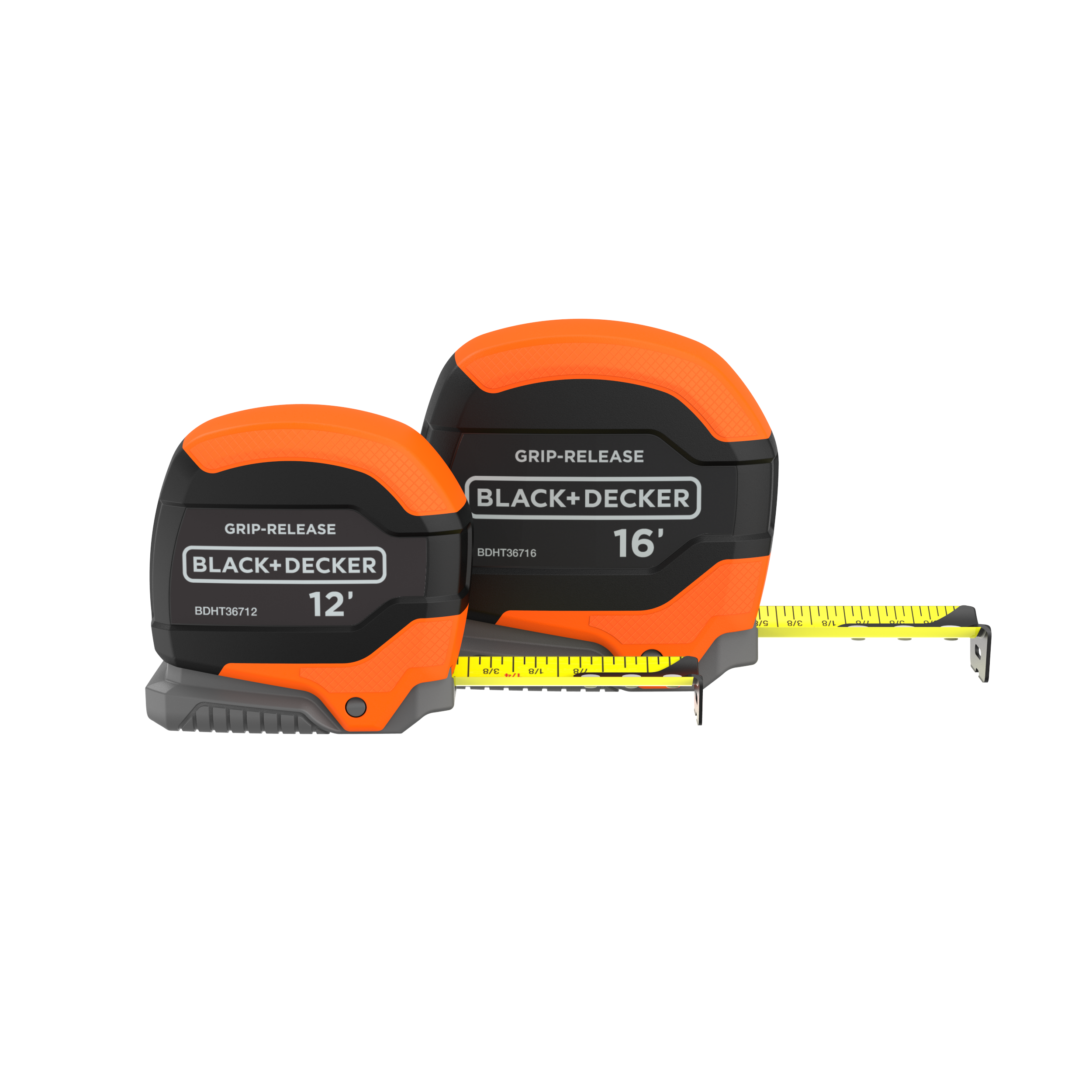 Tape Measure Bundle, Grip Release, Self Lock, 12-Foot & 16-Foot, 2-Pack