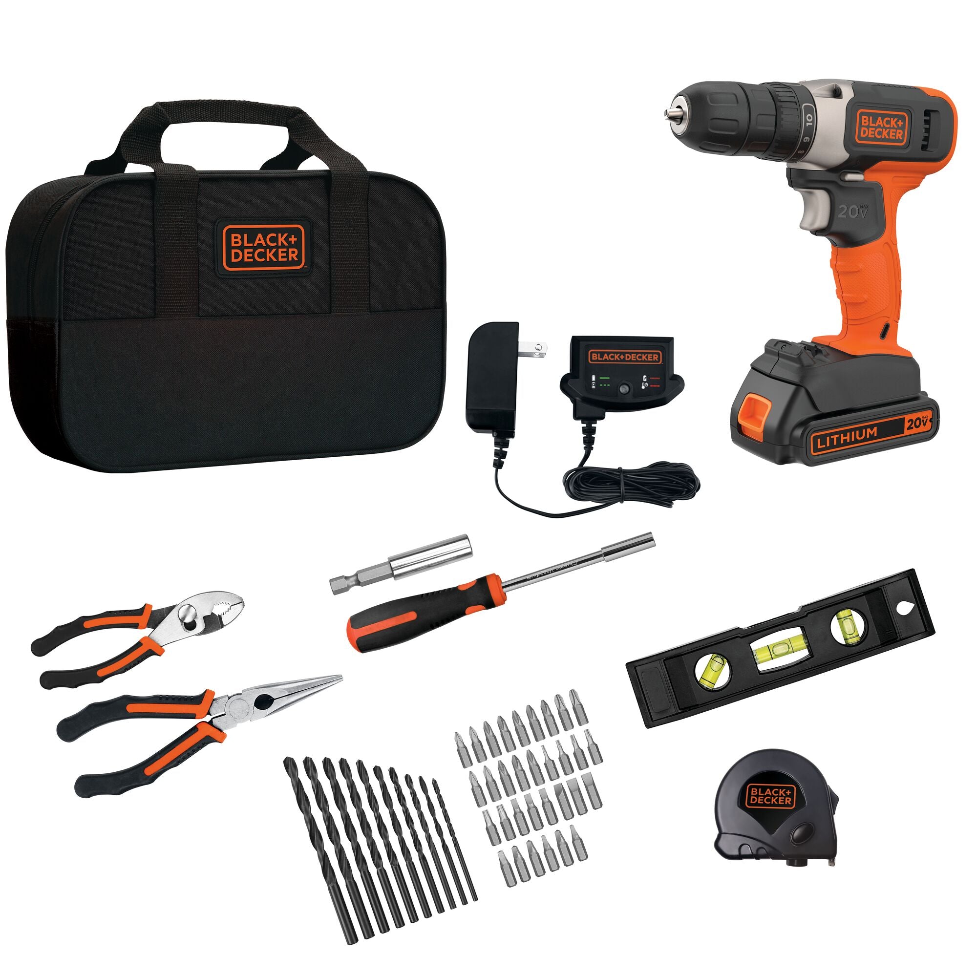 20V MAX* POWERCONNECT™ Cordless Drill With 49-Piece Home Project Kit, Battery and Charger Included | BLACK+DECKER