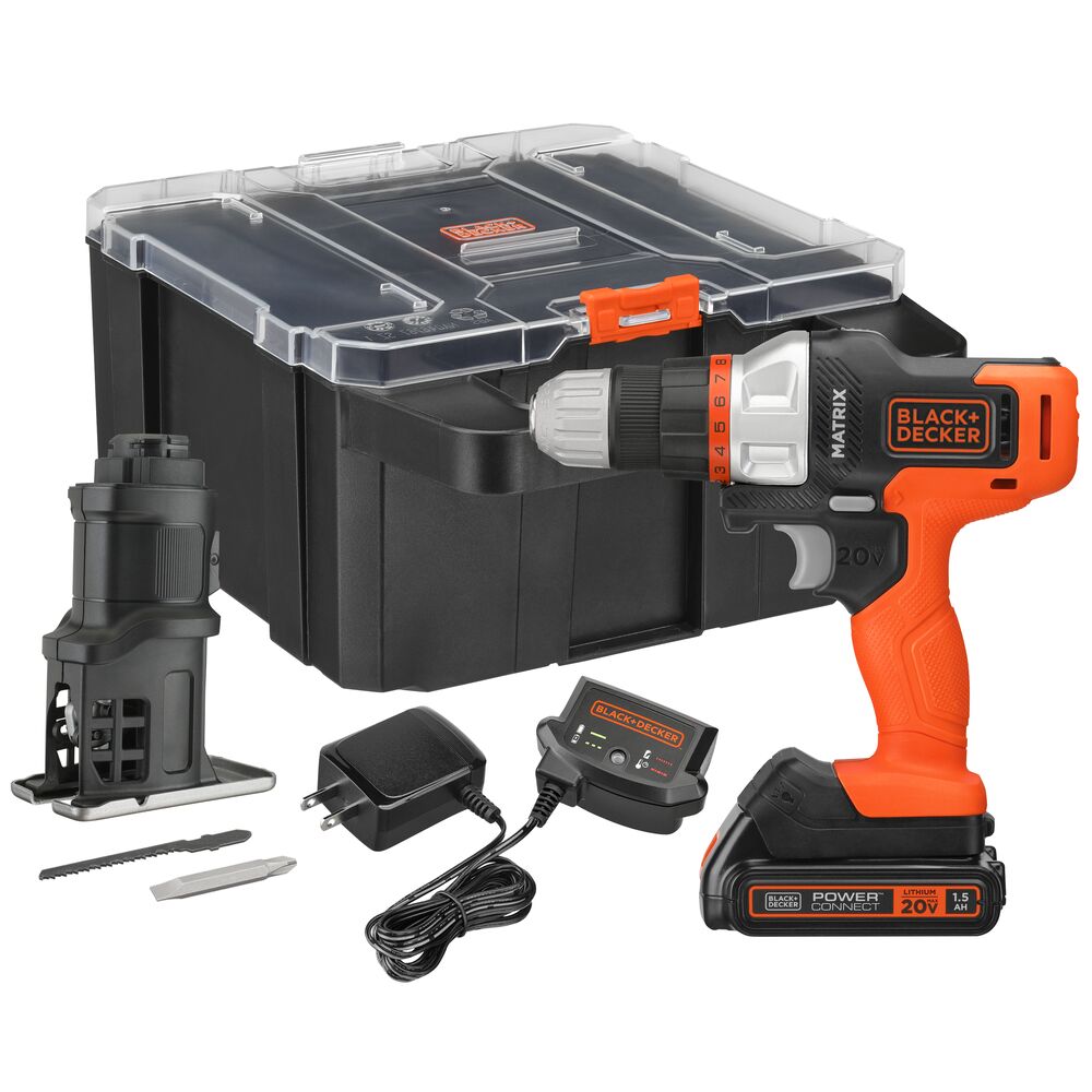 20V MAX *POWERCONNECT™ MATRIX™ Cordless Drill Kit, Includes Jig Saw Attachment, Storage Case, Battery and Charger Included | BLACK+DECKER