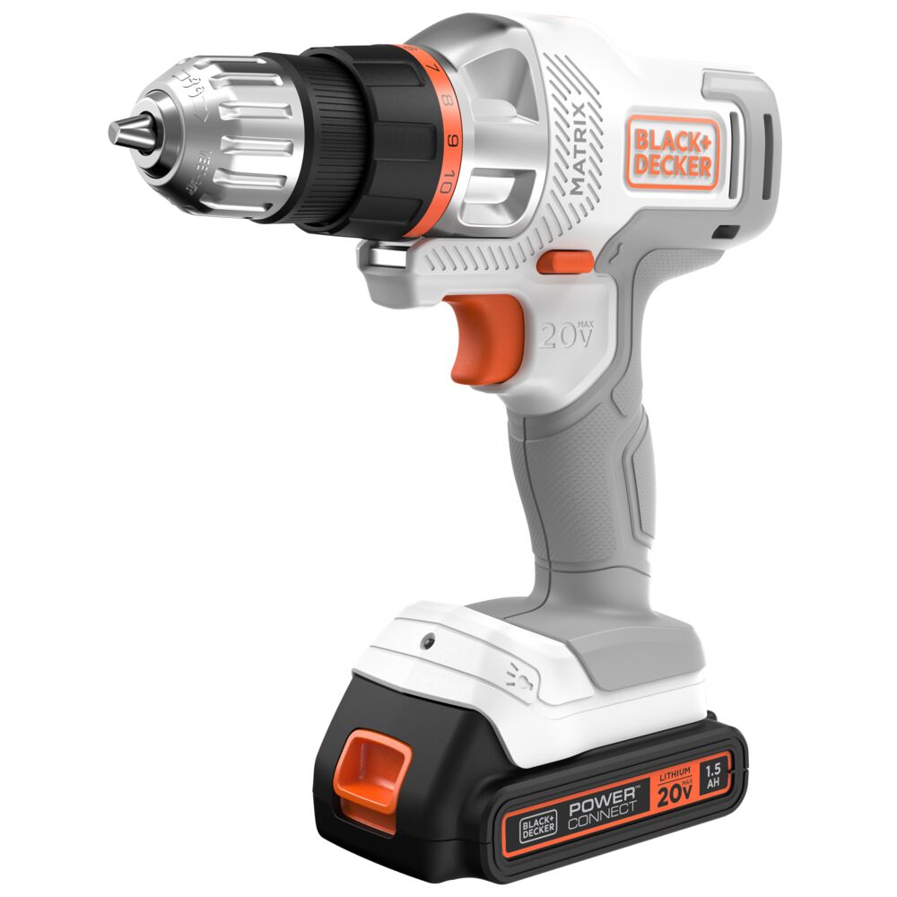 20V MAX *POWERCONNECT™ MATRIX™ Cordless Drill/Driver Kit, Battery and Charger Included (White) | BLACK+DECKER