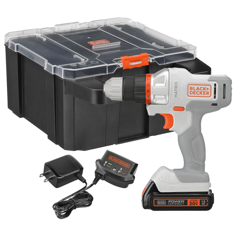 20V MAX *POWERCONNECT™ MATRIX™ Cordless Drill with Storage Case, Battery and Charger Included (White) | BLACK+DECKER