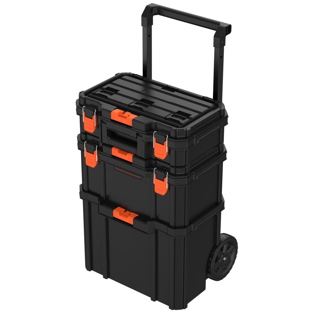 Stackable Storage System - 3 Piece Set (Small, Deep Toolbox, and Rolling Tote) | BLACK+DECKER