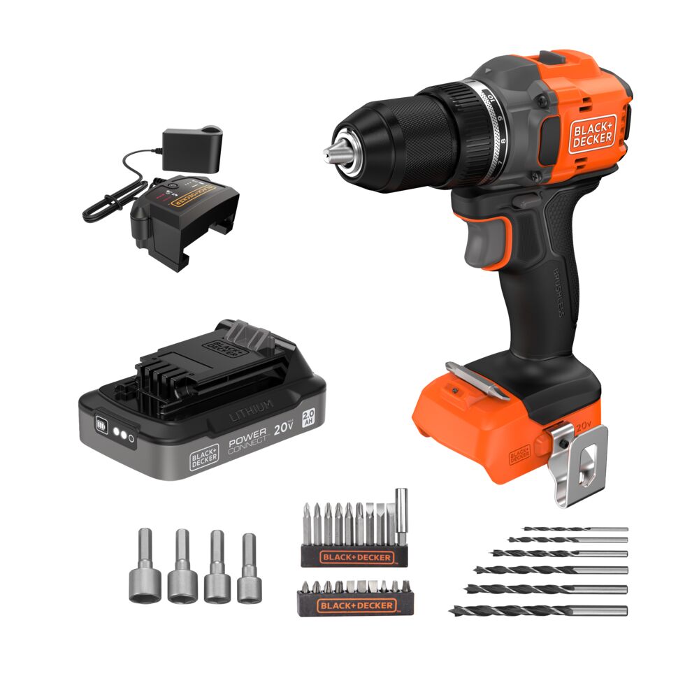 20V MAX* POWERCONNECT™ Cordless Brushless 1/2 Inch Drill/Driver Project Kit (Battery & Charger Included) | BLACK+DECKER