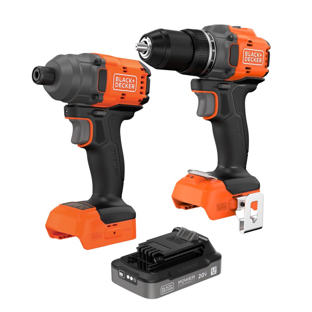 20V MAX* POWERCONNECT™ Cordless Brushless ½-in. Drill/Driver and ¼-in Hex Impact Driver Combo Kit (Battery & Charger Included) | BLACK+DECKER