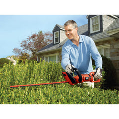 Profile of 24 inch hedge trimmer with rotating handle.