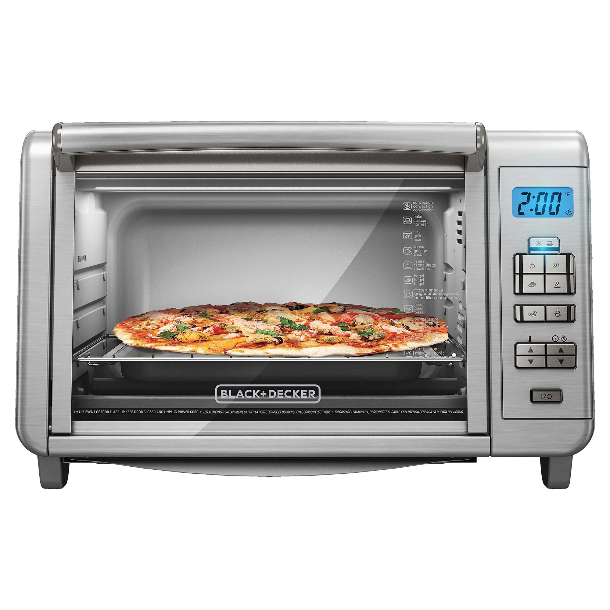 .com: BLACK+DECKER Microwave Oven with Turntable Push-Button Door &  TO3240XSBD 8-Slice Extra Wide Convection Countertop Toaster Oven, Includes  Bake Pan, Broil Rack & Toasting Rack, Stainless Steel, Black : Home &  Kitchen