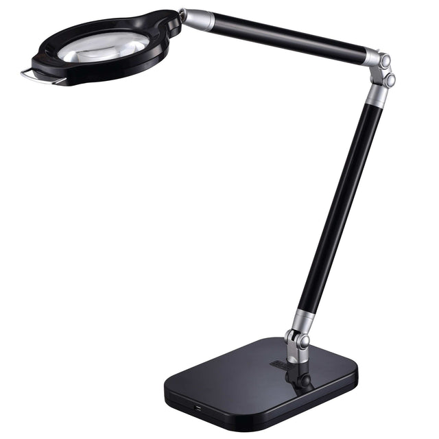 Black Ultra Reach Magnifier Led Desk Lamp on white background