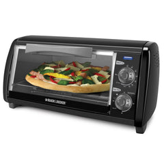 Countertop Toaster Oven with pizza inside on white background