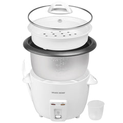 BLACK+DECKER 6-Cup Rice Cooker with Steaming Basket, Removable Non-Stick  Bowl, W 50875815681