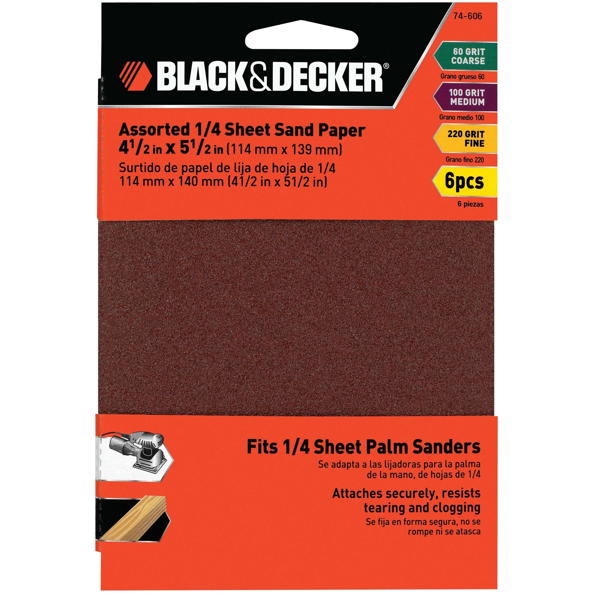 Black & Decker 74-586H Assorted Finishing/Detail Sandpaper with Tips,  5-Pack 