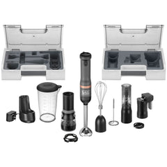 Front view of BLACK+DECKER kitchen wand 6in1 Cordless Kitchen multi-tool kit in grey