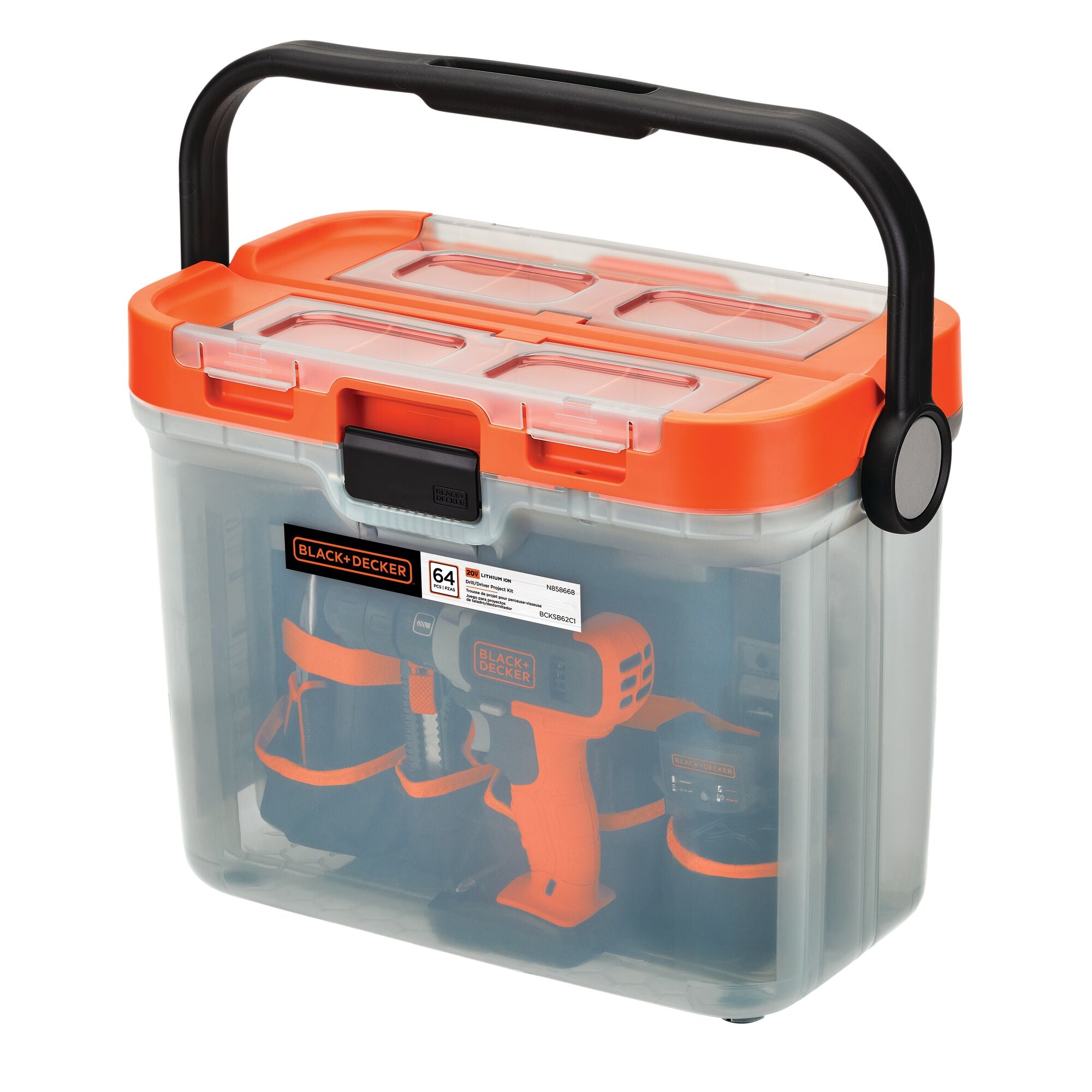 20V MAX* POWERCONNECT™ Cordless Drill with 64-Piece Home Project Kit and Tool Box, Battery and Charger Included | BLACK+DECKER