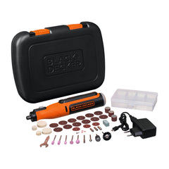 8 volt max cordless rotary tool with 35 piece accessory set including tool case.