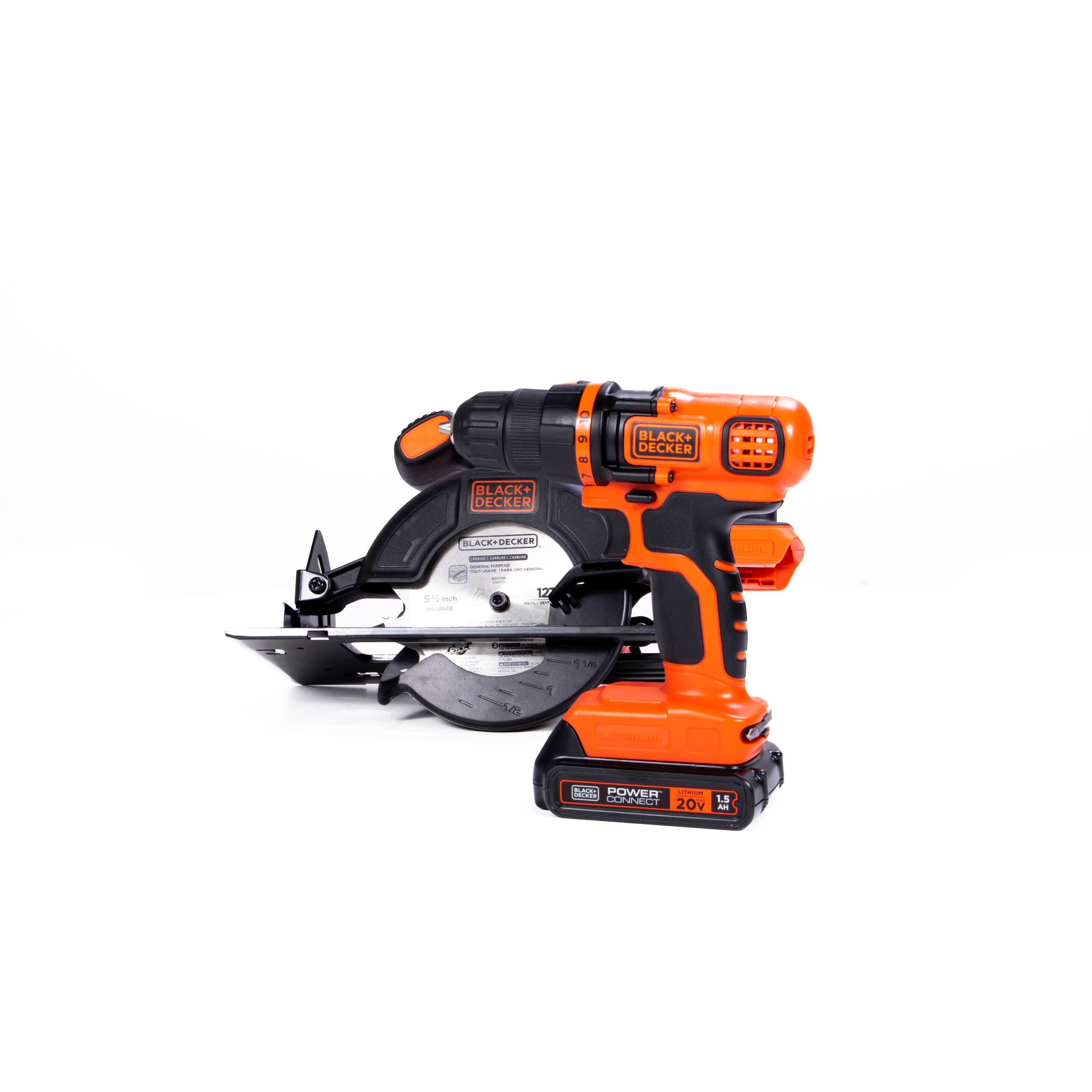 Black+Decker 20V Max Lithium Ion 4 Tool Combo Kit with Drill/Driver,  Circular Saw, Reciprocating Saw and Work Light #BD4KITCDCRL (4 Piece)