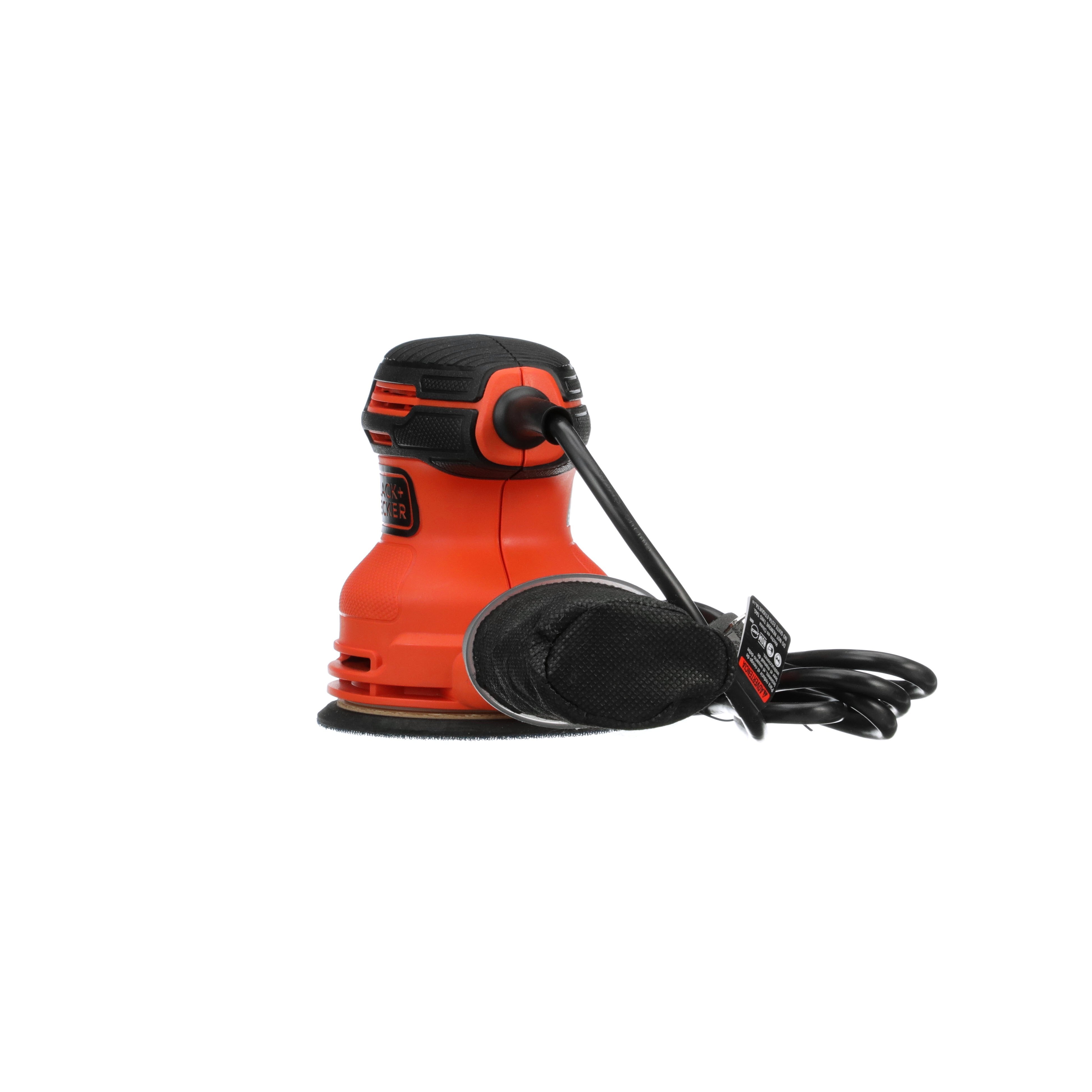 BLACK+DECKER Orbital Sander, 5 Inch, 2.0 Amp, 12000 OPM, Corded, 1  Sandpaper Sheet and Dust Bag Included (BDERO100) 