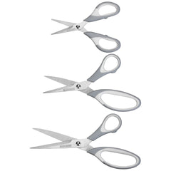 Grey and white multi-pack of 3 scissors in various sizes