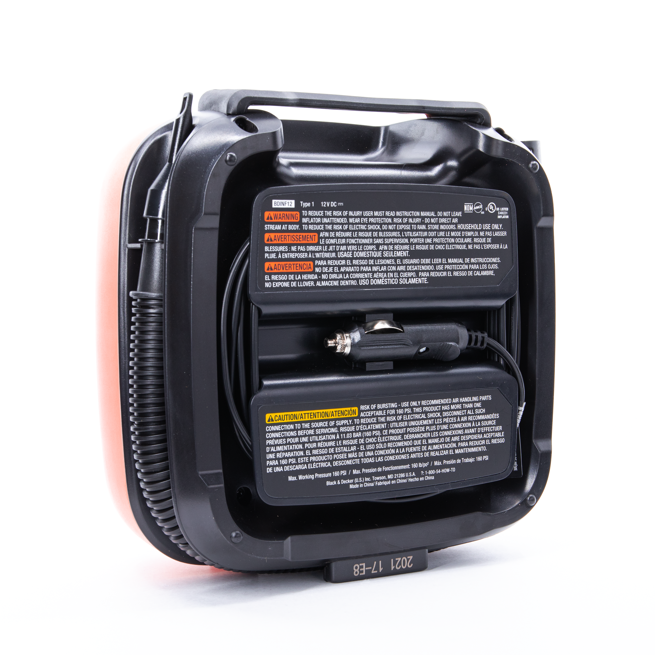 BLACK+DECKER BDINF12C Cordless Tire Inflator, Multi-purpose, Portable, 12V