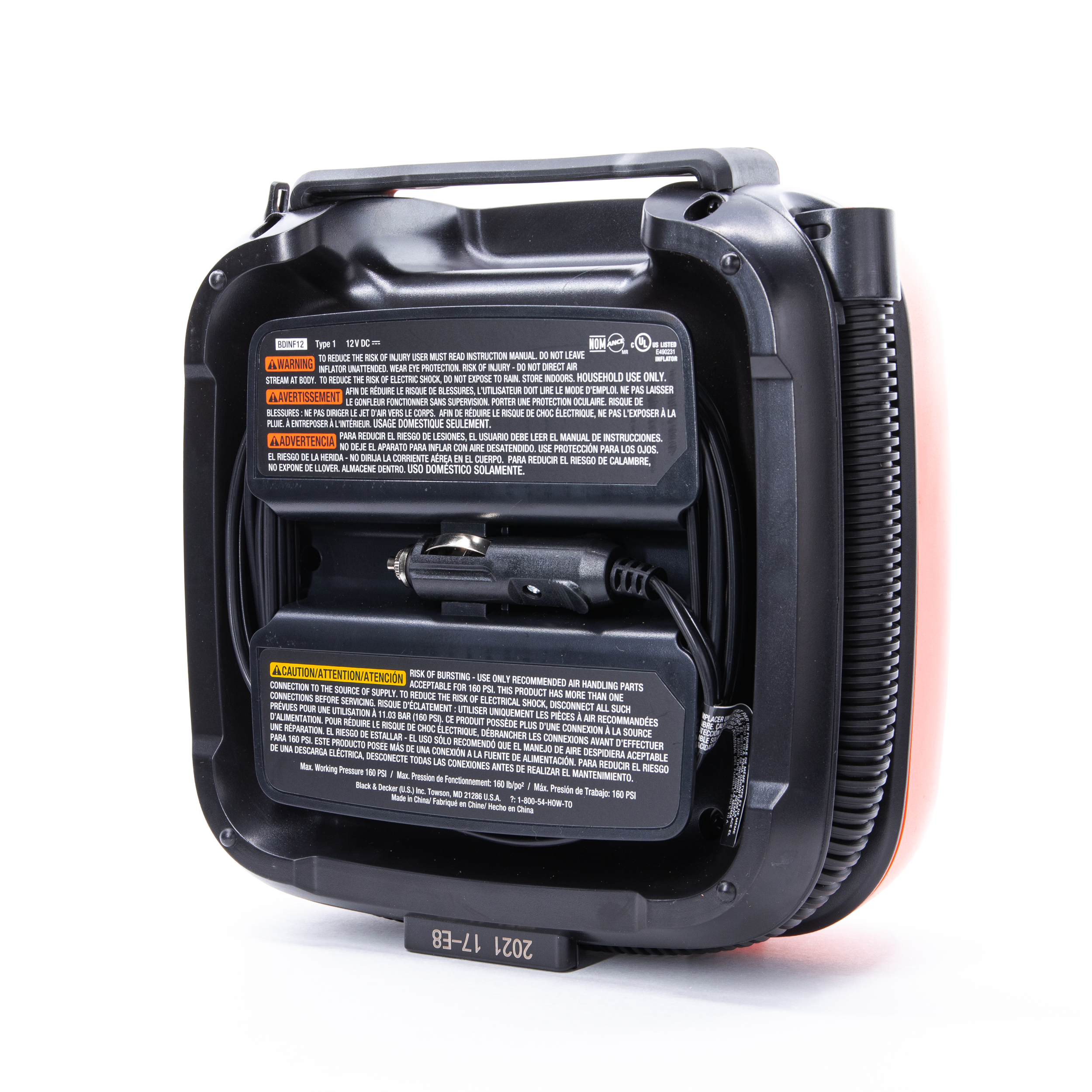 BLACK+DECKER Cordless Tire Inflator, Multi-purpose, Portable, 12V BDINF12C