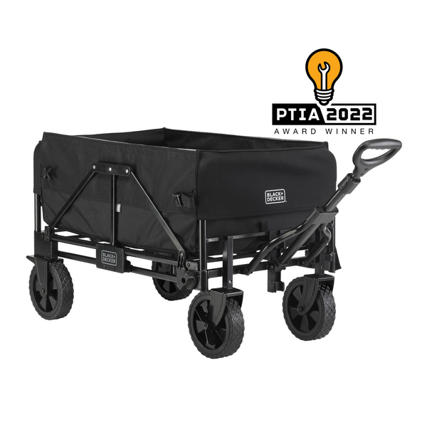 3 in 1 Collapsible Storage Cart, Utility Wagon, Hand Truck, Holds up to 150 lbs., Black